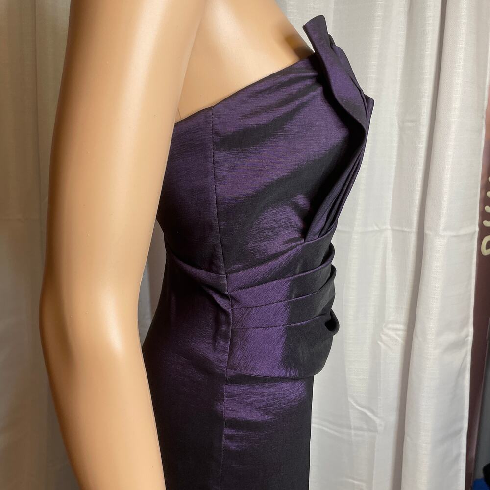 Betsy & Adam Purple Strapless Ruched Bodice Fishtail Hem Evening Maxi Dress 4 - Picture 6 of 11